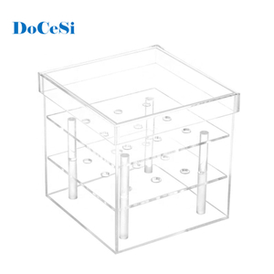 Caixa de armazenamento de flores de acrílico com 9 furos com tampa